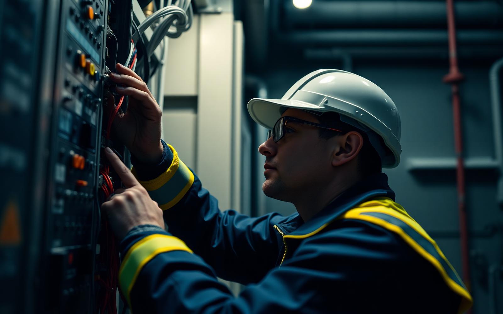 Licensed electrician working on a panel